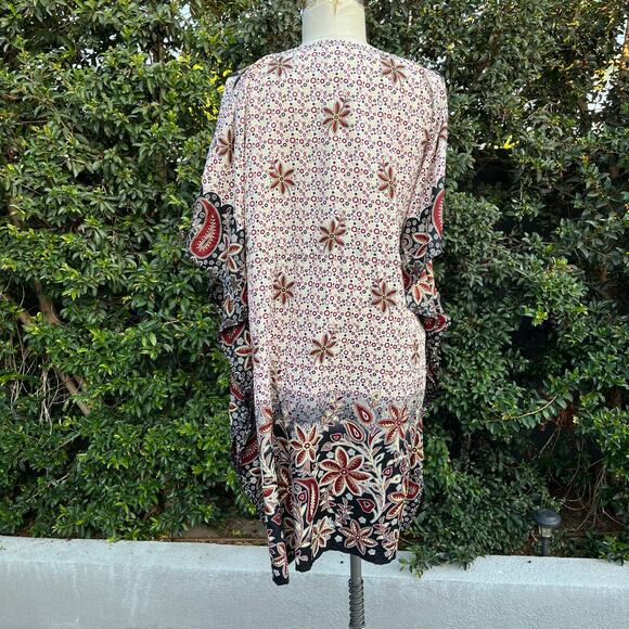 Ganesh Brown Neural Rhinestone Floral Caftan Dress - Picture 2 of 9